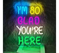 XENITE Néon Enseignes lumineuses Decor Enseigne Lumineuse Néon I’m So Glad You’re Here À Intensité Variable USB Pour La Rentrée Scolaire, La Décoration De Magasins Et D'intérieur 39x28cm