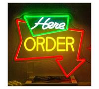 XENITE Néon Enseignes lumineuses Decor Enseigne Lumineuse Order Here À Intensité Variable, Flèche, Pour Commerce, Supermarché, Caisse, Magasin, Bar, Restaurant, Décoration Murale, 32cmx35.3cm