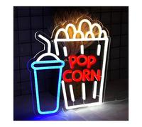 XENITE Néon Enseignes lumineuses Decor Enseigne Lumineuse Popcorn Au Néon, Alimentée Par USB, Intensité Variable, Décoration Murale Colorée Pour Salle De Cinéma, Bar, Fête, 33.5cmх31cm