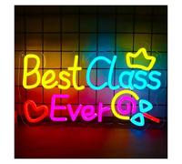 XENITE Néon Enseignes lumineuses Decor Enseigne Néon «Best Class Ever Pour Salle De Classe, Chambre, Bibliothèque, Club, Décoration Murale De Fête, Dimmable USB