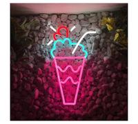 XENITE Néon Enseignes lumineuses Decor Enseigne Néon Milkshake, Pour Bar À Café, Décoration Murale Pour Magasin De Boissons 25.4cmx40.6cm