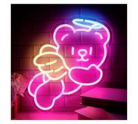 XENITE Néon Enseignes lumineuses Decor Enseigne Néon Ours Mignon, Lampe À Intensité Variable, Alimentée Par USB, Pour Mur, Salon, Fête, Magasin, Club, Bureau, Décor Artistique De Bar 32cm×38.5cm