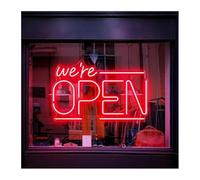 XENITE Néon Enseignes lumineuses Decor Enseignes Au Néon À Suspendre We're Open USB Dimmable Business Night Light Pour Magasin Marché Restaurant Boutique Décoration Murale(Rouge)