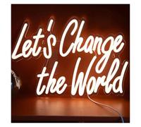 XENITE Néon Enseignes lumineuses Decor Enseignes Au Néon Let's Change The World Pour Studio, Club, Fête, Café, Salle De Classe, Décoration Murale, Variable 36x25cm