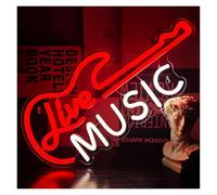 XENITE Néon Enseignes lumineuses Decor Enseignes Au Néon Pour Guitare, Lumière LED À Intensité Variable USB Live Music Pour Studio, Bar, Concert, Maison, Fête, 40X26.5cm