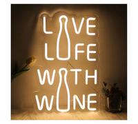 XENITE Néon Enseignes lumineuses Decor Live Life With Wine Enseigne Au Néon Lumière Vin Mur Art Décor USB Pour Bar Chambre Restaurant Man Cave Party Illuminé 42cm×27.7cm