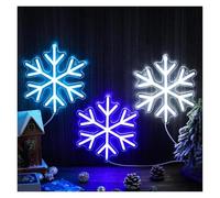 XENITE Néon Enseignes lumineuses Decor Lot De 3 Enseignes Lumineuses En Forme De Flocon De Neige, Décoration Murale Esthétique Pour Intérieur, Fenêtre, Bar, Salon, 23cmх20cm