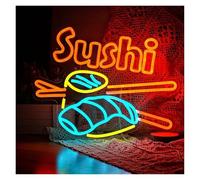 XENITE Néon Enseignes lumineuses Decor Lumière Au Néon De Sushi, Enseignes Au Néon Alimentées Par USB À Intensité Variable Pour Les Magasins Décoration Murale Fête Cuisine Restaurant Sushi 29cm×38cm
