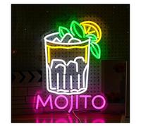 XENITE Néon Enseignes lumineuses Decor Mojito Cocktail Néons Enseignes LED USB Alimenté Néons Pour Décoration Murale Club Fête Maison Bar Homme Cave Décoration 29.06cm×38cm