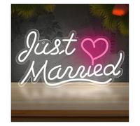 XENITE Néon Enseignes lumineuses Decor Panneau LED Néon Just Married En Forme De Cœur Pour Décoration De Maison, Lampe Murale, 21cmx40cm