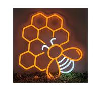 XENITE Néon Enseignes lumineuses Decor Panneau Néon Abeille, Interrupteur Variateur Alimenté Par USB, Décoration Murale, Veilleuse Pour Murs, Tables, Bar, Bureau, Fête, 39.88x37.08cm