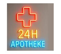 XENITE Néon Enseignes lumineuses Decor Panneau Néon D'apotheke 24H, Luminosité Réglable, Heure, Pharmacie, Polyclinique, Montage Mural, Fenêtre, Décor, 40cm(Rouge)