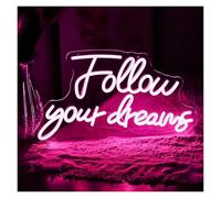 XENITE Néon Enseignes lumineuses Decor Panneau Néon Follow Your Dreams Lumière À Intensité Variable Pour La Maison, La Chambre À Coucher, Un Anniversaire, Décor Personnalisé, 42.5cm×25cm
