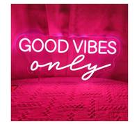 XENITE Néon Enseignes lumineuses Decor Panneau Néon Good Vibes Only Pour Décoration Murale De Salle Lumière LED À Intensité Variable Pour Chambre À Coucher Fête D'anniversaire 45cm×20.7cm(Rouge)