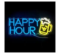 XENITE Néon Enseignes lumineuses Decor Panneau Néon Happy Hour Pour Décoration Murale, Lumière LED Pour Bar À Bière Hôtel Café Chambre À Coucher Salon Fête D'anniversaire 40.64cm×20.32cm