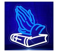 XENITE Néon Enseignes lumineuses Decor Panneau Néon Mains En Prière, USB, Variable, Pour Église, Salle De Prière, Foi Religieuse, Décoration Murale De Maison, 33x29.9cm