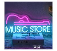 XENITE Néon Enseignes lumineuses Decor Panneau Néon Music Store USB, Variable, Pour Bar, Équipement De Musique, Magasin, Fête, Studio, Décoration Murale, 42x18cm
