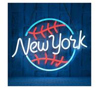 XENITE Néon Enseignes lumineuses Decor Panneau Néon New York Pour Baseball, Lumière LED, Alimenté Par USB, Décoration Murale Pour Salle, Magasin De Sport, Fête, Homme, Grotte, Bar, 39.2cm×28.7cm