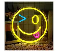 XENITE Néon Enseignes lumineuses Decor Panneau Néon Smiley Pour Décoration Murale, Lumière LED Pour Chambre À Coucher, Chambre D'enfant Bar Fête De Vacances Illuminé 29cm×29cm