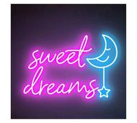 XENITE Néon Enseignes lumineuses Decor Panneau Néon Sweet Dreams Alimenté Par USB Pour Mariage Chambre D'enfant Bébé Anniversaire Chambre D'enfant Décoration Murale Veilleuse 40cmx30cm(Ré)
