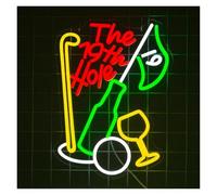 XENITE Néon Enseignes lumineuses Decor Panneau Néon The 19th Hole lumière LED À Intensité Variable USB, Pour Bar, Golf, Club, Décorations De Fête Domicile, Sport, 38X29.4cm