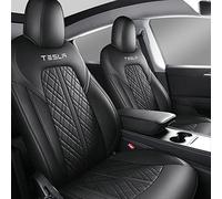 XENITE Voiture Ensembles Housses Siège Cuir sur Mesure, pour Tesla Model Y 2021 2022 2023 Car Seat Cover Sets Sièges Avant Arrière Surround Complet Protection Accessoires,Blackstyle