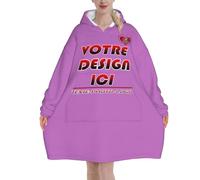 Xenorith Pilou Pilou Femme Homme Pull Plaid Oversize en Poncho Polaire Couverture à Capuche avec Photo Texte Objet Personnalisable Sweat Plaid Vetement Hiver Blanket Chaud Cadeau Personnalisée