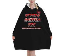 Xenorith Pilou Pilou Femme Homme Pull Plaid Oversize en Poncho Polaire Couverture à Capuche avec Photo Texte Objet Personnalisable Sweat Plaid Vetement Hiver Blanket Chaud Cadeau Personnalisée