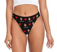 Xenorith String personnalisé Femme Photo du Visage Slip personnalisé avec Son nom String Personnalisable Strings Drole Sexy sous Vetement Cadeau pour Petite Amie Saint-Valentin Anniversaire