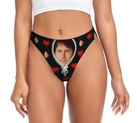 Xenorith String personnalisé Femme Photo du Visage Slip personnalisé avec Son nom String Personnalisable Strings Drole Sexy sous Vetement Cadeau pour Petite Amie Saint-Valentin Anniversaire