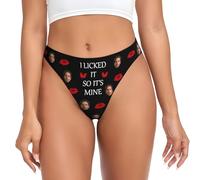 Xenorith String personnalisé Femme Photo du Visage Slip personnalisé avec Son nom String Personnalisable Strings Drole Sexy sous Vetement Cadeau pour Petite Amie Saint-Valentin Anniversaire