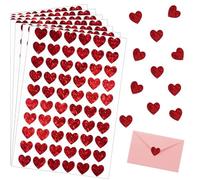 XENQITO 1200 Pièces Gommettes Coeur Cœur Rouge Autocollantes, Sticker Autocollant Gomettes Étiquettes, Heart Labels étiquettes en Forme de Cœur Rouge pour Mariage, Scrapbooking, Cadeaux Saint-Valentin