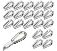 XENQITO 15 Pièces Serre Cable Acier 3mm, Serre Cable Inox, Tendeur Cable Inox, M4 Cosses De Cable Metallique, Cosse De CâBle En Acier Inoxydable, Pour La Fixation D'Auvent De Corde à Linge