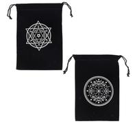 XENQITO 2 Pièces Pochons Tarot en Velours Premium - Sac de Protection pour Cartes Divinatoires, Pendule & Outils Mystiques - Double Pochette avec Cordon - Idéal Voyance, Cartomancie et Rituels (Noir)