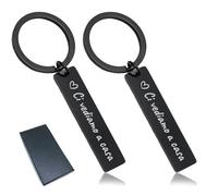 XENQITO 2 Pièces Porte-clés Couple en Acier Inoxydable nsemble Porte Clef Couple pour Maison Amour Couple Cadeau Pendaison Crémaillère