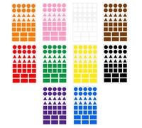 XENQITO 360 Pièces Gommettes Formes Géométriques, Autocollantes pour Calendriers Scolaires, Bureau Carte Artisanat Art, Enfants 3 Ans (10 Couleurs, Cercle,Triangle, Carré, Rectangle)