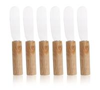 XENQITO 6 Pièces Couteau a Beurres, Couteau Beurre Tartineur, Couteau à Beurres, Petits Couteaux a Beurre et Fromage en Acier Inoxydable avec Manche en Bois pour Confiture Pain Crème, Fromage Cuisine