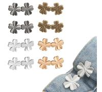 XENQITO 8 Pairs Bouton Jean Clipsable, Pince pour Pantalon Trop Large, Resserre Pantalon, Serre Taille Pantalon, Pince Pantalon Trop Large, Pant Waist Tightener Flower Button Pins for Loose Jeans