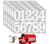 XENQITO Lot de 6 Feuilles d'autocollants Numérotés - Chiffre Autocollant- Blanc - 8 cm - Chiffres - Étanche - Autocollants de 0 à 9 - Autocollantes - En vinyle - Pour résidence, boîte aux Lettres