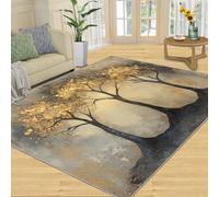 XEODIAT Golden Trees Tapis antidérapant pour salon, chambre à coucher, salon, cuisine Motif troncs d'arbre Noir/doré 120 x 180 cm