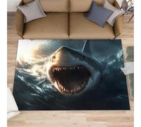 XEODIAT Grand tapis de requin blanc pour salon, chambre à coucher, salon, cuisine - 80 x 150 cm