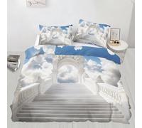 XEODIAT Ladder to Heaven - Parure de lit à motif d'architecture en relief pour enfants, adolescents, couples, adultes, décoration de chambre, housse de couette et 2 taies d'oreiller, sans couette