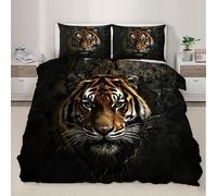 XEODIAT Parure de lit tigre pour lit King of the Forest en microfibre douce et confortable, housse de couette avec fermeture éclair + 2 taies d'oreiller (220 x 230 cm)