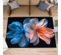 XEODIAT Tapis à fleurs colorées pour chambre à coucher, 100 x 150 cm, motif fleurs transparentes, tapis de salon, tapis esthétique, tapis antidérapant pour salle à manger, facile à nettoyer