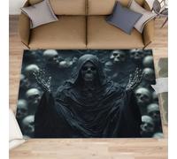 XEODIAT Tapis de dieu de la mort occidental, 180 x 240 cm, noir, peignoir, tapis squelette pour salon, chambre à coucher, style foncé, tapis de chevet pour salle à manger, facile à nettoyer