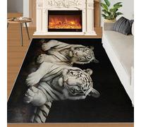 XEODIAT Tapis de sol avec tête de tigre blanc - Motif animaux de safari africains - Décoration d'intérieur - Pour chambre d'enfant - 80 x 150 cm