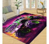 XEODIAT Tapis de sol lavable en forme de Monster Trucks pour salon, chambre à coucher, 180 x 240 cm, violet