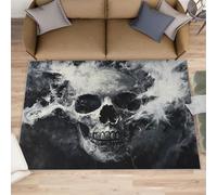 XEODIAT Tapis de sol motif tête de mort - 70 x 140 cm - Lavable en machine - Doux et moelleux - Pour salon, chambre à coucher