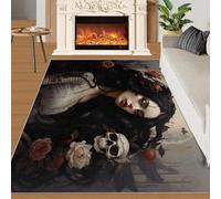 XEODIAT Tapis de style gothique pour salon, chambre à coucher, salle à manger, maison, bureau - Motif tête de mort - 80 x 150 cm