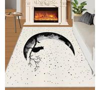 XEODIAT Tapis doux lavable et facile à nettoyer, pour chambre d'enfant, salon, chambre d'enfant, motif branches d'arbre mort, noir, 160 x 230 cm